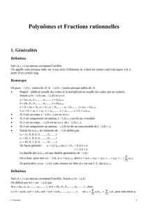 Polynômes et Fractions rationnelles 1. Généralités
