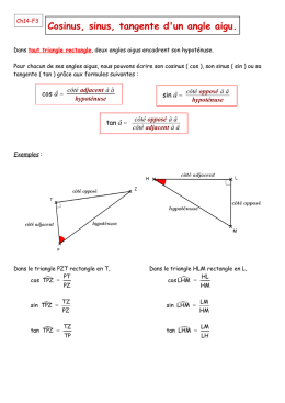 Les Rapports Trigonométriques :Troisième Cours