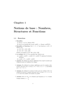Chapitre 1 Notions de base : Nombres, Structures et Fonctions