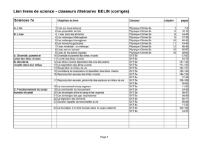 Lien livres de science - classeurs Itinéraires BELIN (corrigés)
