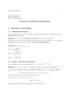Courbes et surfaces paramétrées 1 Fonctions vectorielles.