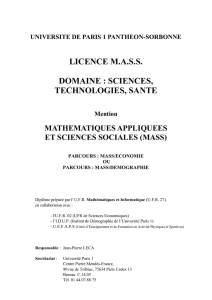 LICENCE M.A.S.S. DOMAINE : SCIENCES, TECHNOLOGIES, SANTE