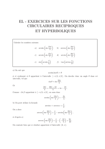 Exercices sur les fonctions circulaires réciproques et
