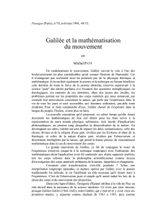Galilée et la mathématisation du mouvement