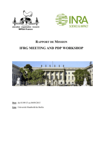 rapport de mission ifrg meeting and pdp workshop
