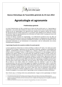 Agroécologie et agronomie - Association Française d`Agronomie