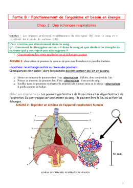 Chap. 2 : L`APPROVISIONNEMENT DES ORGANES EN DIOXYGÈNE