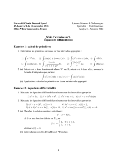 Série d`exercices no6 Équations différentielles Exercice 1 : calcul de