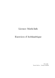 Licence Math-Info Exercices d`Arithmétique