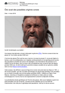 Ötzi avait des possibles origines corses