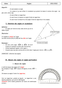 6ème Angles 2011/2012 I. Notation des angles et - g