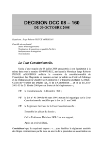 Lire décision - La Cour Constitutionnelle du Bénin