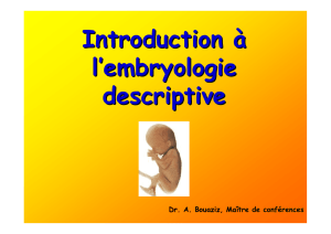 Introduction à l`embryologie descriptive