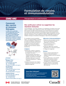 Formulation de vaccins et immunomodulation - CNRC-NRC