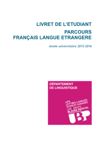 LIVRET DE L`ETUDIANT - UFR Lettres, langues et sciences