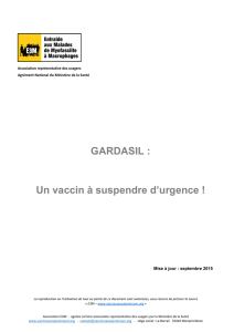 GARDASIL : Un vaccin à suspendre d`urgence