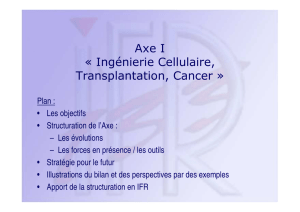 Axe I « Ingénierie Cellulaire, Transplantation, Cancer - IFR-133-IBCT