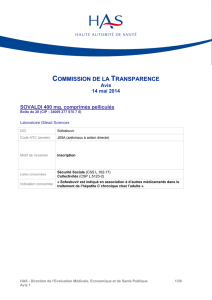Avis de la Commission de la transparence