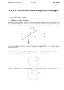 Partie 2 : notions élémentaires de trigonométrie rectiligne