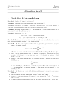 Arithmétique dans Z 1 Divisibilité, division euclidienne