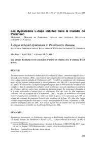 Les dyskinésies L-dopa induites dans la maladie de Parkinson L