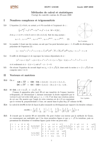 Méthodes de calcul et statistiques I Nombres complexes et
