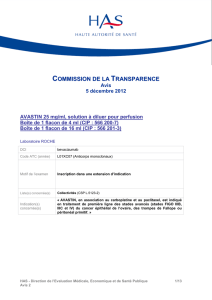 Avis de la Commission de la Transparence du 05-12-2012