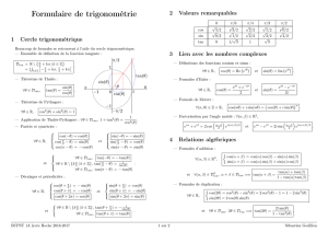 Formulaire de trigonométrie - Sébastien Godillon