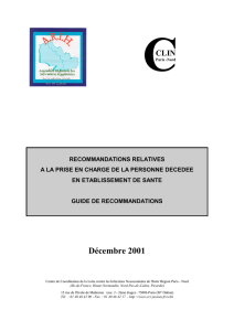Recommandations relatives à la prise en - CCLIN Paris-Nord