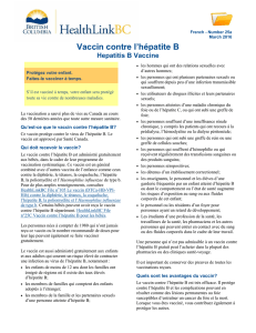HealthLinkBC File n° 25a Vaccin contre l`hépatite B
