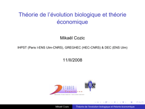 Théorie de l`évolution biologique et théorie économique