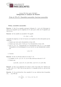 Intégration et analyse de Fourier Fiche de TD n 2 : Ensembles