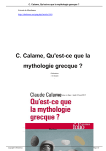 C. Calame, Qu`est-ce que la mythologie grecque