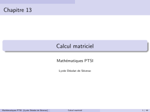 Calcul matriciel - Mathématiques PTSI