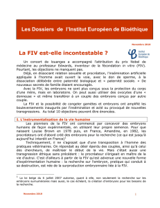 FIV est-elle incontestable - Institut Européen de Bioéthique
