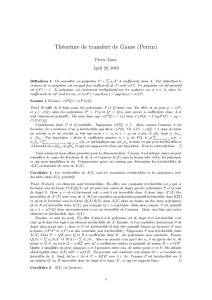 Théorème de transfert de Gauss (Perrin)