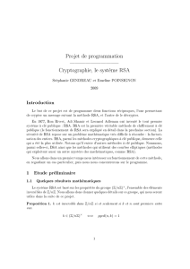 Projet de programmation Cryptographie, le système RSA