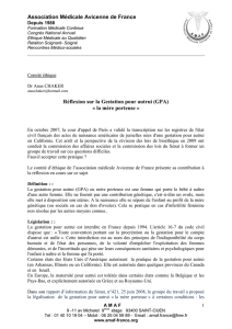 Association Médicale Avicenne de France Réflexion sur la Gestation