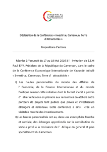 Déclaration de la Conférence « investir au Cameroun, Terre d