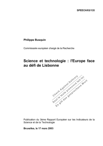 Science et technologie : l`Europe face au défi de Lisbonne