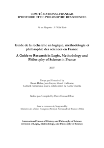 Guide de la recherche en logique, méthodologie et philosophie des