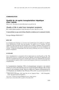 Qualité de vie après transplantation hépatique chez l`adulte Quality