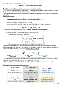 Chapitre 6 suite : La production d`ATP 3 la dégradation des