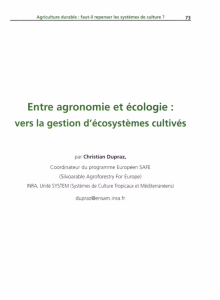 Entre agronomie et écologie : vers la gestion d`écosystèmes cultivés