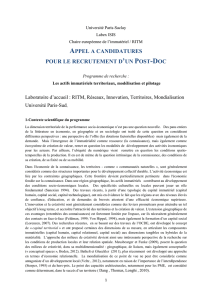 Appel Post-Doc - Territoires - RITM - Université Paris-Sud