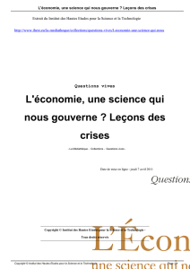L`économie, une science qui nous gouverne ? Leçons des