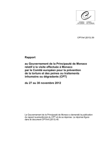 Rapport au Gouvernement de la Principauté de Monaco