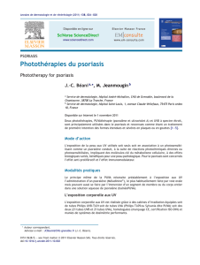 Photothérapies du psoriasis - Société Française de Dermatologie