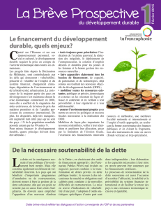Le financement du développement durable, quels
