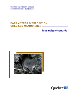 Paramètres d`exposition chez les mammifères – Musaraigne cendrée